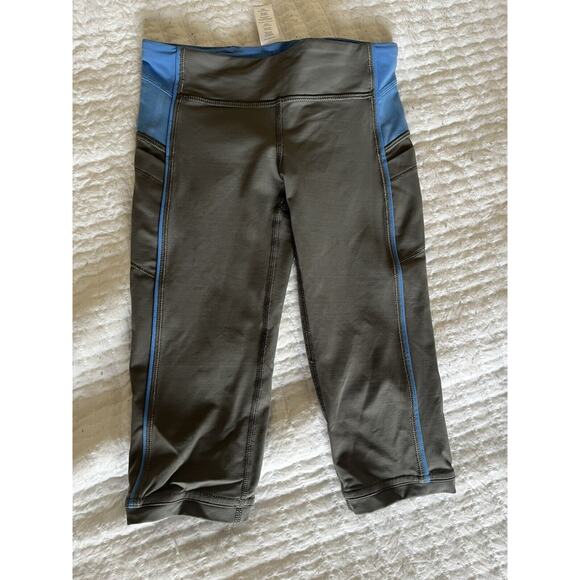 Ivivva by Lululemon grey and blue children’s leggings with pocket-7 - Picture 1 of 9